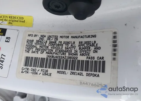 2010 Toyota Corolla Le из США, поврежденный, VIN 1NXBU4EE2AZ198322